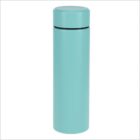 A sleek, light blue cylindrical thermos bottle with a smooth, matte finish. It has a matching lid and a simple, minimalist design. The bottle is standing upright against a plain white background.