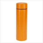 A tall, cylindrical orange thermos with a matching lid, displayed against a plain white background.