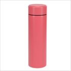 A cylindrical, matte pink thermos with a simple, sleek design. The lid is integrated into the top, giving it a uniform appearance. The background is plain white.