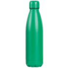 A green, reusable water bottle with a smooth, cylindrical shape and a rounded screw-on cap, isolated on a white background.