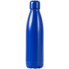 A sleek, bright blue insulated water bottle with a screw-on cap, designed to keep beverages hot or cold. The bottle has a smooth, curved shape and a matte finish.