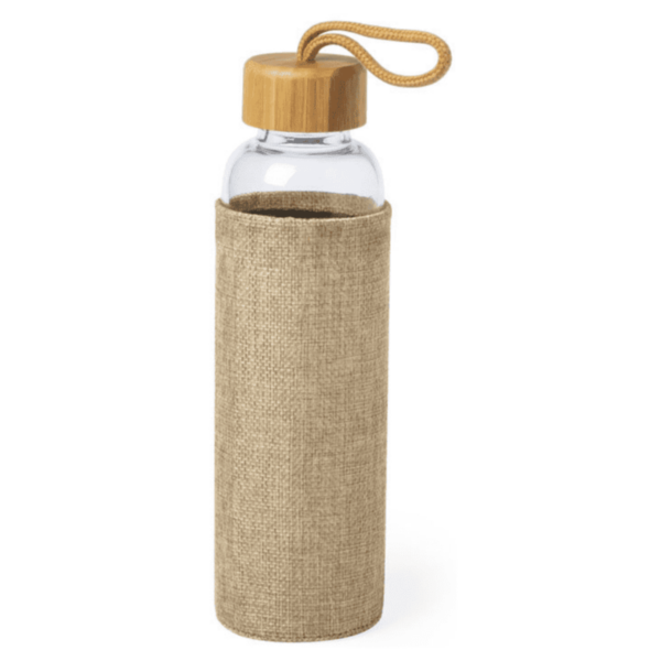 Glass Drink Bottles With Custom Natural Sleeve
