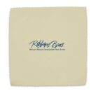 A beige cloth with scalloped edges features the printed text Robbins Bros. in blue, along with the tagline Worlds Biggest Engagement Ring Store.