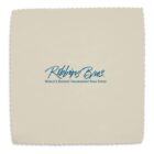 A beige square cloth with scalloped edges featuring the blue text Robbins Bros. and Worlds Biggest Engagement Ring Store in smaller letters underneath, centered on the cloth.