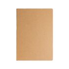 A plain, brown cardboard-covered notebook with rounded edges on a white background.