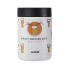 White beer can with a black lid featuring a central logo of a beer mug with wheat stalks, surrounded by beer glasses and bottle openers. The text reads Craft Masters Beer Since 2022 with LL0980 below it.