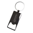 A silver keychain with a bottle opener attachment, engraved with Heritage Brew logo and design.