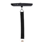 Digital luggage scale with a top view showing a display and buttons. It has a black strap with a metal hook for attaching and weighing bags, with a weight limit of 50 kg noted on the side.