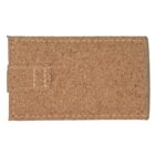 A rectangular cork wallet with a flap closure, featuring visible stitching along the edges. The texture is natural and earthy, providing a minimalist and eco-friendly design.