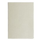 A closed, plain beige notebook with a textured cover, placed against a white background.
