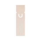A simple beige rectangular object with a U-shaped cutout near the top, isolated on a white background.