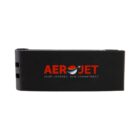 Black metal money clip featuring the logo AEROJET in red and gray letters, with a stylized airplane and globe in the O. Below, the slogan reads Your Journey, Our Commitment. The design is centered on the front of the clip.
