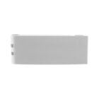 A plain, rectangular, white plastic card holder with openings on the sides, viewed against a white background.