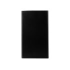 A sleek, black rectangular power bank with a minimalist design placed against a white background.