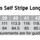 Size chart for M7100L Mens Self Stripe Long Sleeve Shirt. Sizes 38 to 50. Chest measurements in cm: 108.5 to 154.5. Body length in cm: 83.5 to 92.5. Tailored fit. Measurements are for guidance only.