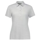 A plain, light gray short-sleeve polo shirt with a subtle textured pattern, featuring a classic collar and three buttons on the front.