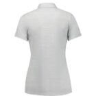 Back view of a plain, light gray short-sleeve polo shirt with a collar. The shirt is displayed against a white background.