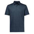 A dark teal, short-sleeved polo shirt with a subtle textured pattern. It features a classic collar and three buttons at the top. The shirt has a simple, elegant design suitable for casual or semi-formal occasions.