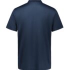 Back view of a dark navy blue short-sleeved polo shirt against a white background. The shirt has a simple, classic design with a collar and no visible logos or designs.