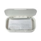A white rectangular container with an open lid, revealing a white cloth or paper sheet inside. The container has a simple, minimalist design.
