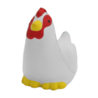 The Promotional Stress Toy Chicken is a small, white rubber chicken with a red comb, yellow beak and feet. This whimsical stress reliever is perfect as a promotional item for those wanting to squeeze away stress.