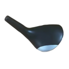 A sleek, modern, black and white chair with a rounded seat and slim backrest, resembling the inviting appeal of the Promotional Stress Toy Golf Club Head you might find in an elegant showroom. Set against a white background, it offers comfort like finding the perfect stress toy after golfing.
