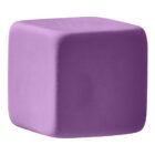 A smooth, solid purple cube with slightly rounded edges against a white background.