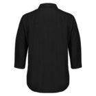 Black long-sleeve shirt shown from the back. The shirt has a simple collar and a relaxed fit with a slightly curved hem.