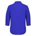 Back view of a royal blue, long-sleeve shirt with a collar and a straight hem. The shirt appears to be made of lightweight fabric, suitable for casual or formal wear.