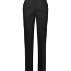 A pair of black tailored dress pants with a flat front, belt loops, and two front pockets. The pants have a straight-leg design and are shown against a white background.