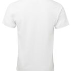 Back view of a plain white T-shirt on a white background. The shirt has a round neckline and short sleeves, with a simple and classic design.