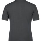 A plain dark gray polo shirt with short sleeves and a collar. The shirt is shown from the back, highlighting the simple, solid color design without any logos or patterns.