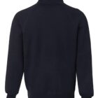A black, long-sleeved sweatshirt with a high collar and ribbed cuffs, seen from the back. The fabric appears soft and slightly thick, suitable for cooler weather.