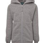 A grey zip-up hoodie with a hood and front pockets. The material looks soft and casual, suitable for everyday wear. The hoodie is displayed against a white background.