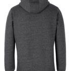 A plain, dark gray hoodie shown from the back, featuring a hood and long sleeves. The material appears soft and comfortable, suitable for casual wear.