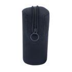 A black, cylindrical zippered case, shown upright, with a visible zipper running vertically down the center. The case appears to be made of a soft material, possibly neoprene, and is designed for storage or protection of small items.