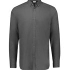 Grey mens long-sleeve button-up shirt with a pointed collar. The shirt features a single breast pocket on the left side and buttoned cuffs, displayed against a plain white background.