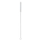 A long, narrow bottle brush with a twisted metal handle and stiff bristles, designed for cleaning bottles or narrow containers. The handle features a loop for hanging.