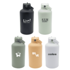 Five water bottles with different logos: a black bottle with Live! Casino Hotel, a light green bottle with EZZE SEGUROS, a darker green bottle with a star logo, a tan bottle with RAVE, and a white bottle with codere.