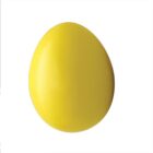 A bright yellow egg is centered against a plain white background.