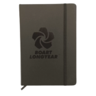 Dark gray Scorion Hard PU Cover Notebook with Boart Longyear logo and black elastic closure.