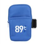 A blue pouch with a front pocket featuring the numbers 89F in white. The pouch has a zipper and an adjustable black strap on the side.