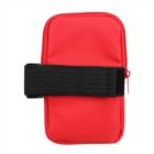 A small red zippered pouch with a black adjustable strap across the front. The pouch has a smooth texture and is set against a plain white background.