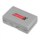 A gray plastic box featuring the Advance Auto Parts logo with a red font and checkered flag graphic on the top. The box has a simple latch at the front.