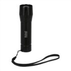 A black handheld flashlight with a strap attached to its base, featuring the brand name Bushnell and LED Light printed on the side. The flashlight is upright against a plain white background.