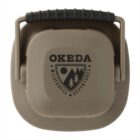 Olive green container with a black handle on top, featuring the logo OKEDA Wilderness Adventures with trees and a moon design.