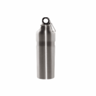 Stirling Logo Branded 750ml metal bottle with black cap and carabiner, isolated on white.