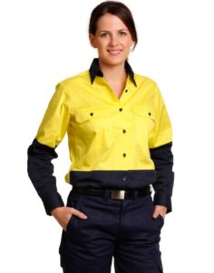 Ladies' Hi-Vis Long Sleeve Safety Shirt