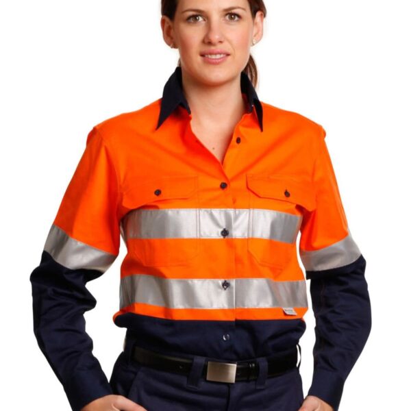 Ladies' Hi-Vis Long Sleeve Safety Shirt 3M Tape