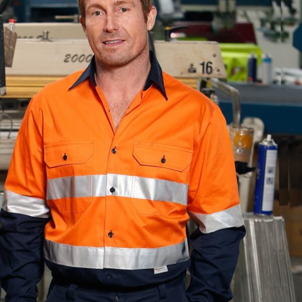 High Visibility Cotton Drill Safety Shirt with Reflective 3M Tapes